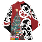 New Zealand Silver Fern Christmas Tree Kimono Meri Kirihimete - Aussie Hoodie