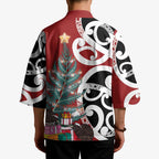 New Zealand Silver Fern Christmas Tree Kimono Meri Kirihimete - Aussie Hoodie