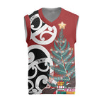 New Zealand Silver Fern Christmas Tree Christmas Knitted V-Neck Vest Meri Kirihimete - Aussie Hoodie