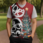 New Zealand Silver Fern Christmas Tree Christmas Knitted V-Neck Vest Meri Kirihimete - Aussie Hoodie