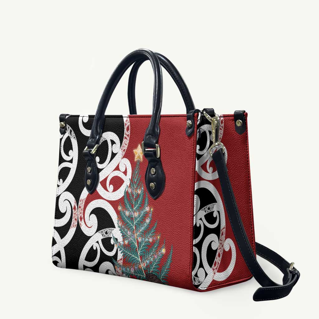 New Zealand Silver Fern Christmas Tree Leather Bag Meri Kirihimete - Aussie Hoodie