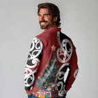 New Zealand Silver Fern Christmas Tree Long Sleeve Polo Shirt Meri Kirihimete - Aussie Hoodie