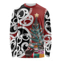 New Zealand Silver Fern Christmas Tree Long Sleeve Shirt Meri Kirihimete - Aussie Hoodie
