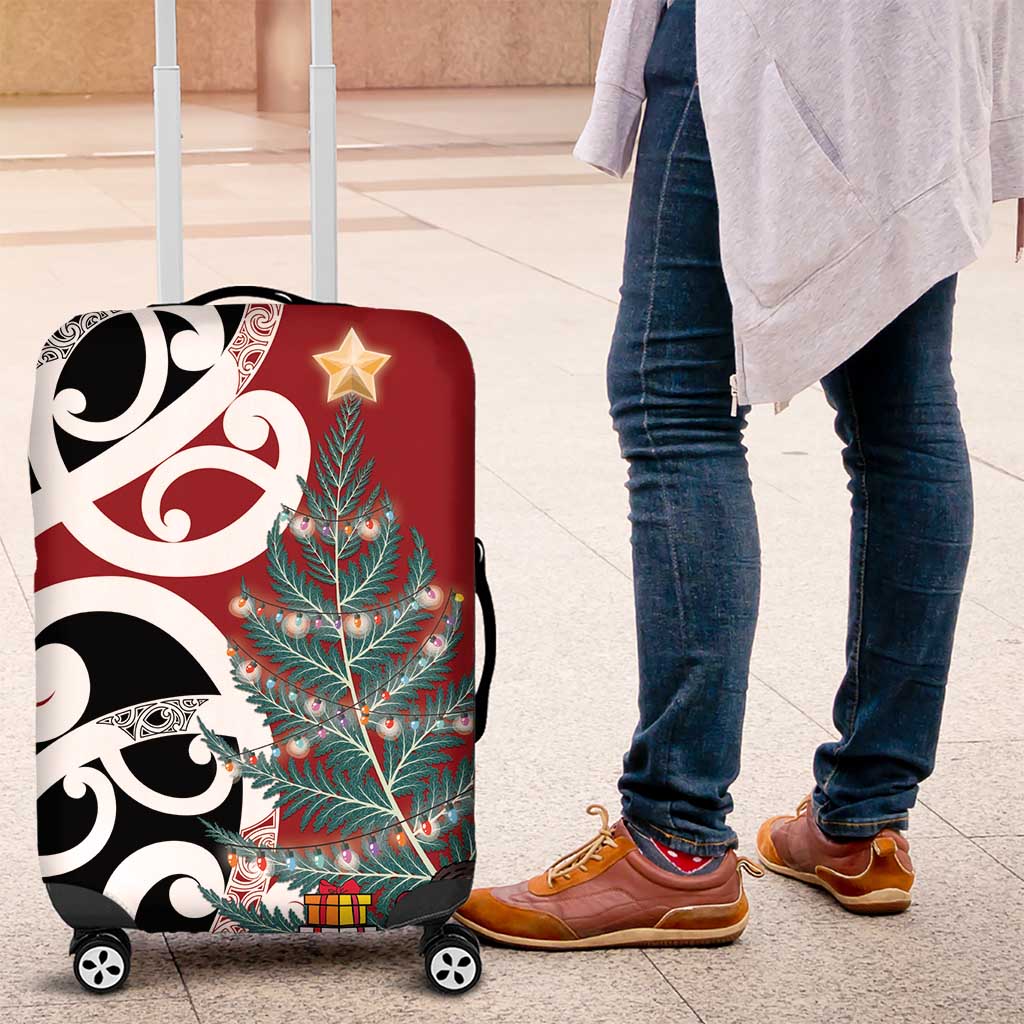 New Zealand Silver Fern Christmas Tree Luggage Cover Meri Kirihimete - Aussie Hoodie