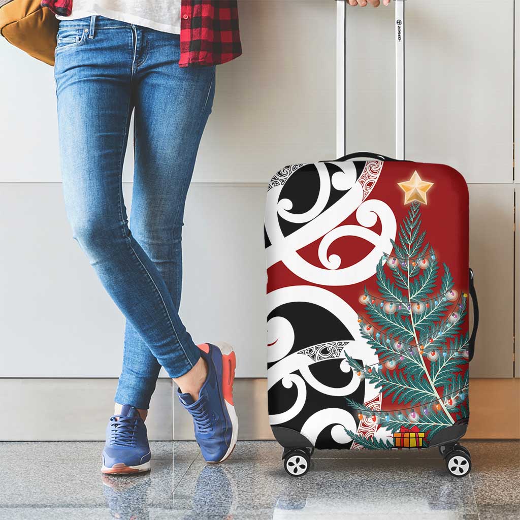New Zealand Silver Fern Christmas Tree Luggage Cover Meri Kirihimete - Aussie Hoodie