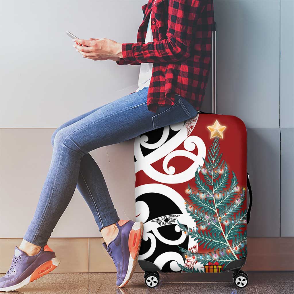 New Zealand Silver Fern Christmas Tree Luggage Cover Meri Kirihimete - Aussie Hoodie