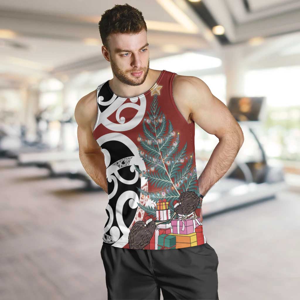 New Zealand Silver Fern Christmas Tree Men Tank Top Meri Kirihimete - Aussie Hoodie