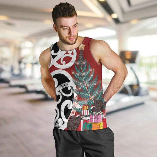 New Zealand Silver Fern Christmas Tree Men Tank Top Meri Kirihimete - Aussie Hoodie
