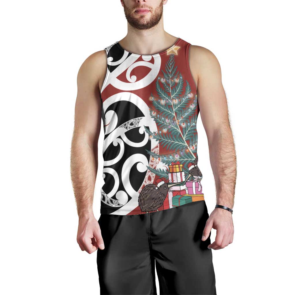 New Zealand Silver Fern Christmas Tree Men Tank Top Meri Kirihimete - Aussie Hoodie