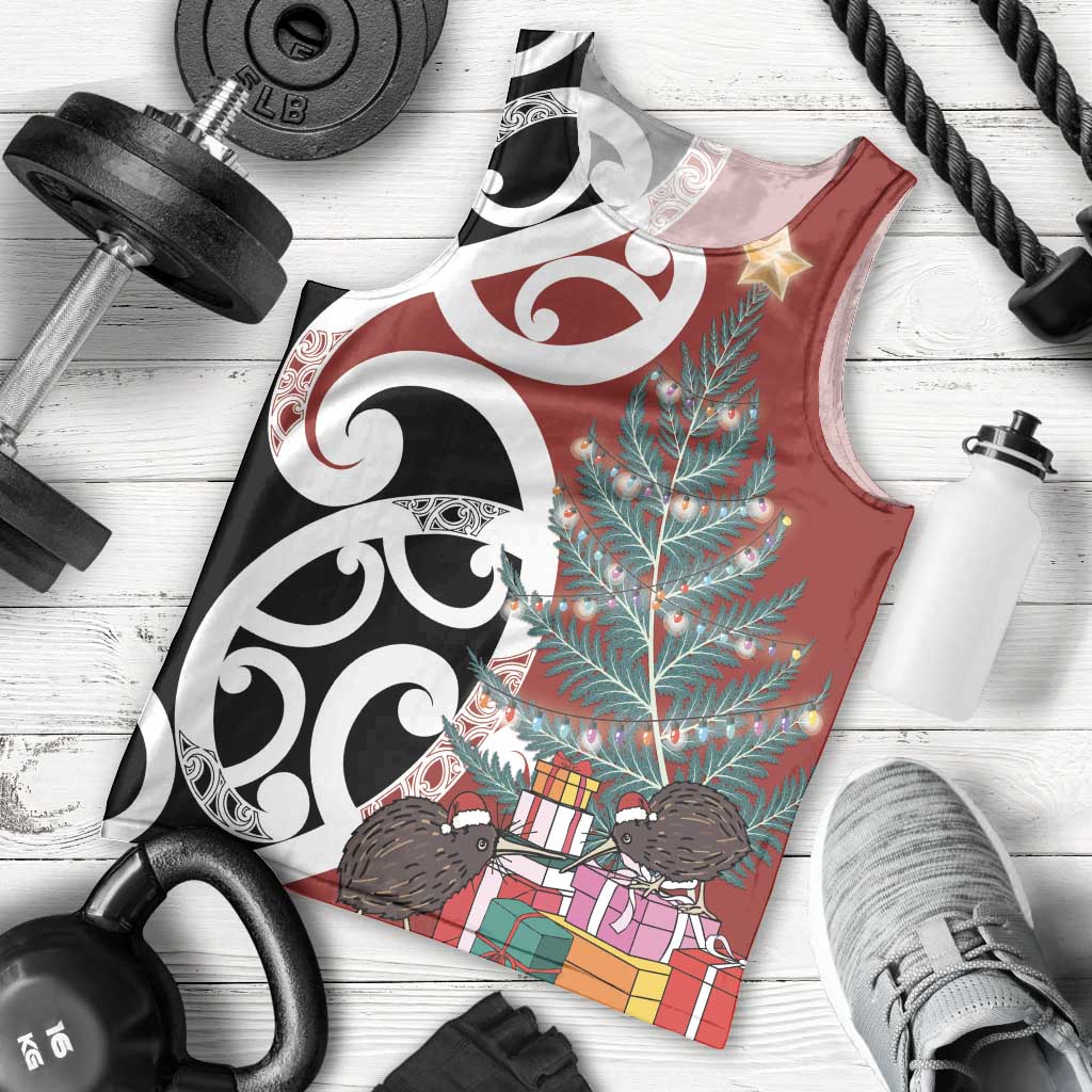 New Zealand Silver Fern Christmas Tree Men Tank Top Meri Kirihimete - Aussie Hoodie
