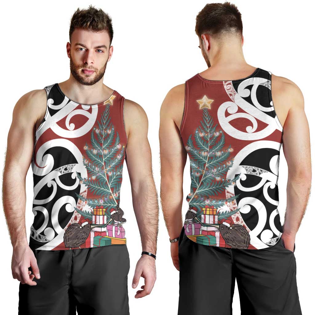 New Zealand Silver Fern Christmas Tree Men Tank Top Meri Kirihimete - Aussie Hoodie