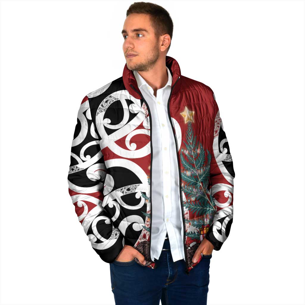 New Zealand Silver Fern Christmas Tree Padded Jacket Meri Kirihimete - Aussie Hoodie