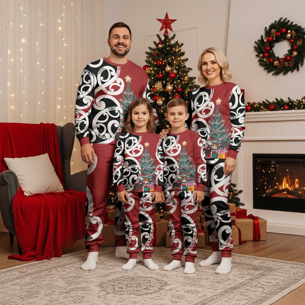 New Zealand Silver Fern Christmas Tree Christmas Pajama Set Meri Kirihimete - Aussie Hoodie