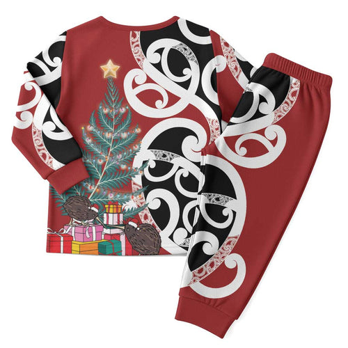 New Zealand Silver Fern Christmas Tree Christmas Pajama Set Meri Kirihimete - Aussie Hoodie