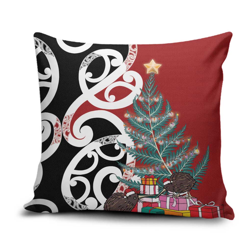New Zealand Silver Fern Christmas Tree Pillow Cover Meri Kirihimete - Aussie Hoodie