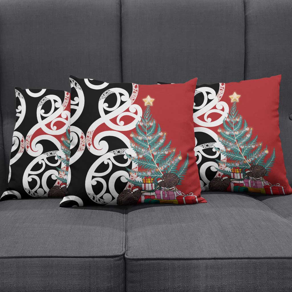 New Zealand Silver Fern Christmas Tree Pillow Cover Meri Kirihimete - Aussie Hoodie