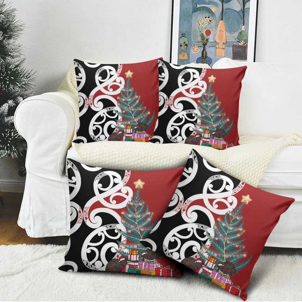New Zealand Silver Fern Christmas Tree Pillow Cover Meri Kirihimete - Aussie Hoodie