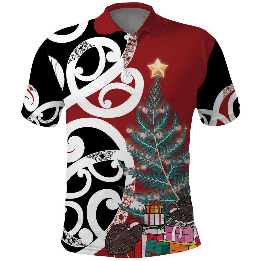 New Zealand Silver Fern Christmas Tree Polo Shirt Meri Kirihimete - Aussie Hoodie