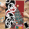 New Zealand Silver Fern Christmas Tree Puzzle Meri Kirihimete - Aussie Hoodie