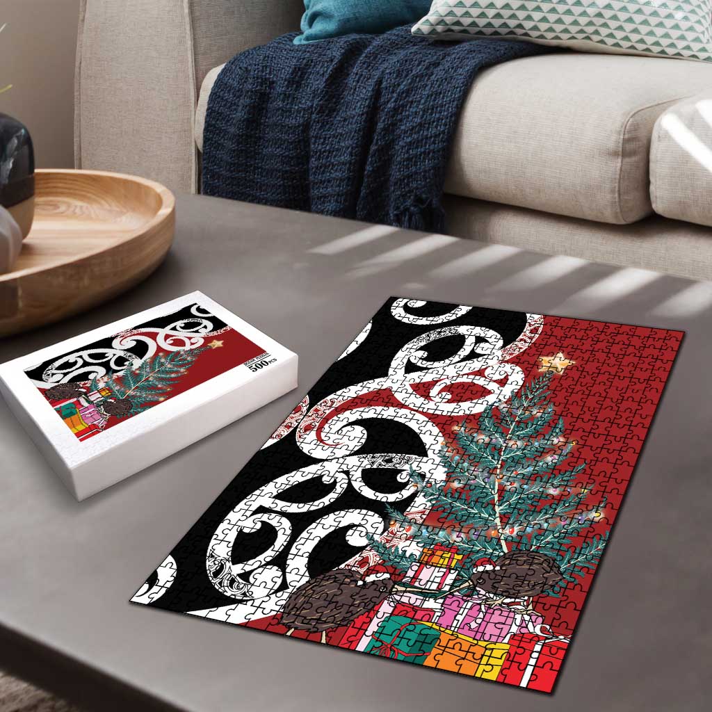 New Zealand Silver Fern Christmas Tree Puzzle Meri Kirihimete - Aussie Hoodie