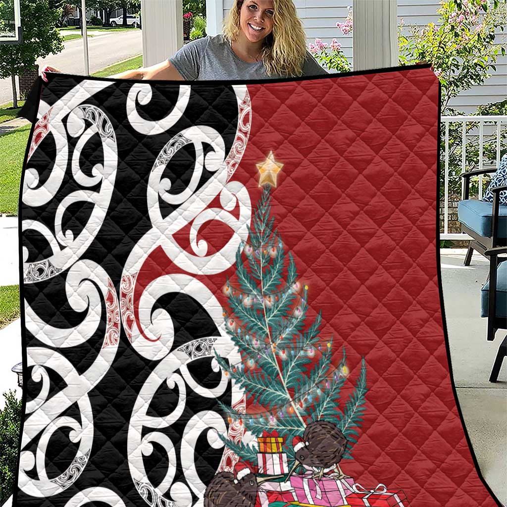 New Zealand Silver Fern Christmas Tree Quilt Meri Kirihimete - Aussie Hoodie