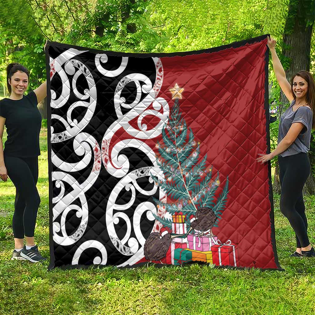 New Zealand Silver Fern Christmas Tree Quilt Meri Kirihimete - Aussie Hoodie