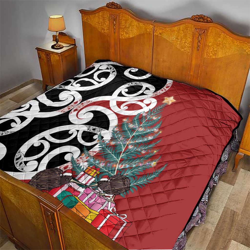 New Zealand Silver Fern Christmas Tree Quilt Meri Kirihimete - Aussie Hoodie