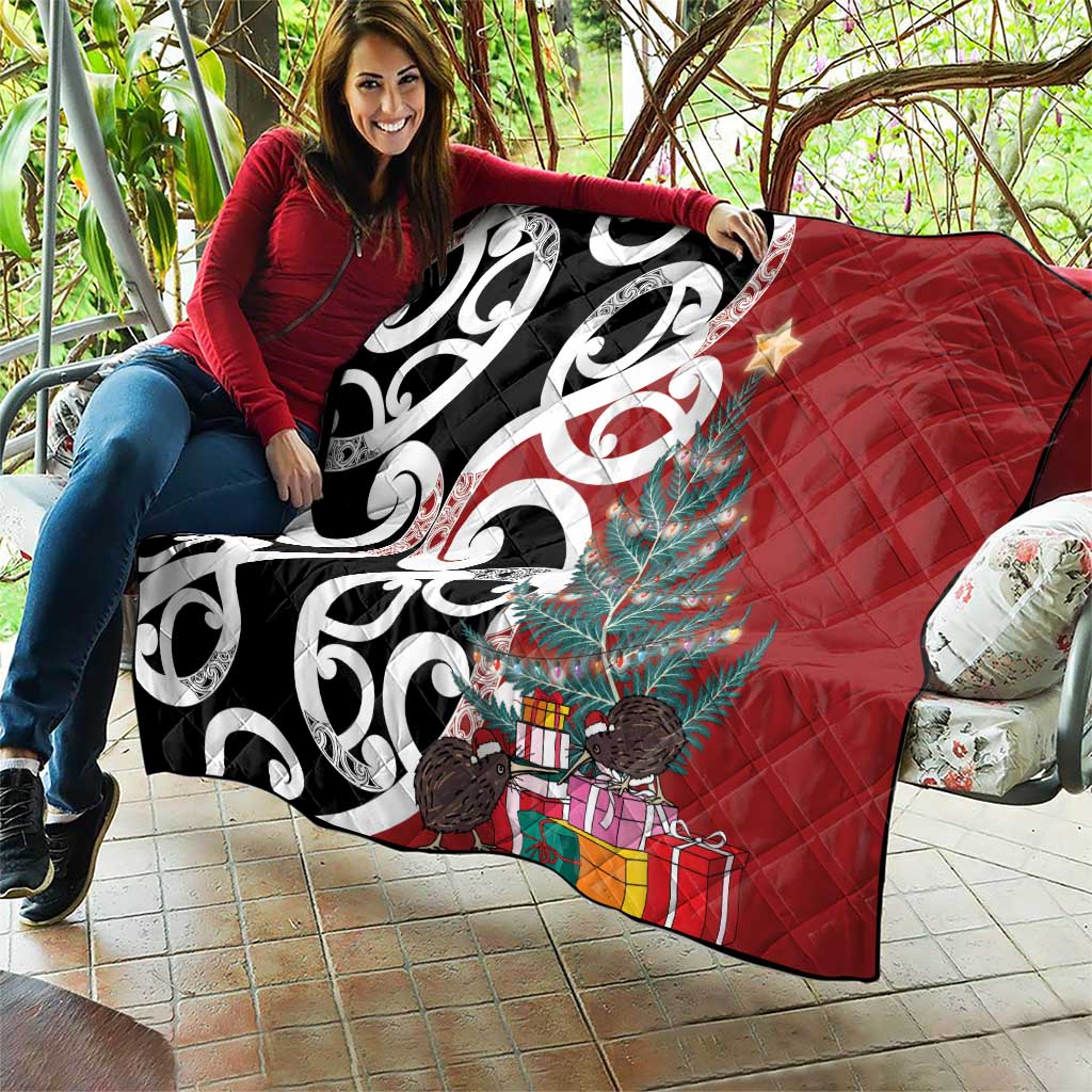 New Zealand Silver Fern Christmas Tree Quilt Meri Kirihimete - Aussie Hoodie