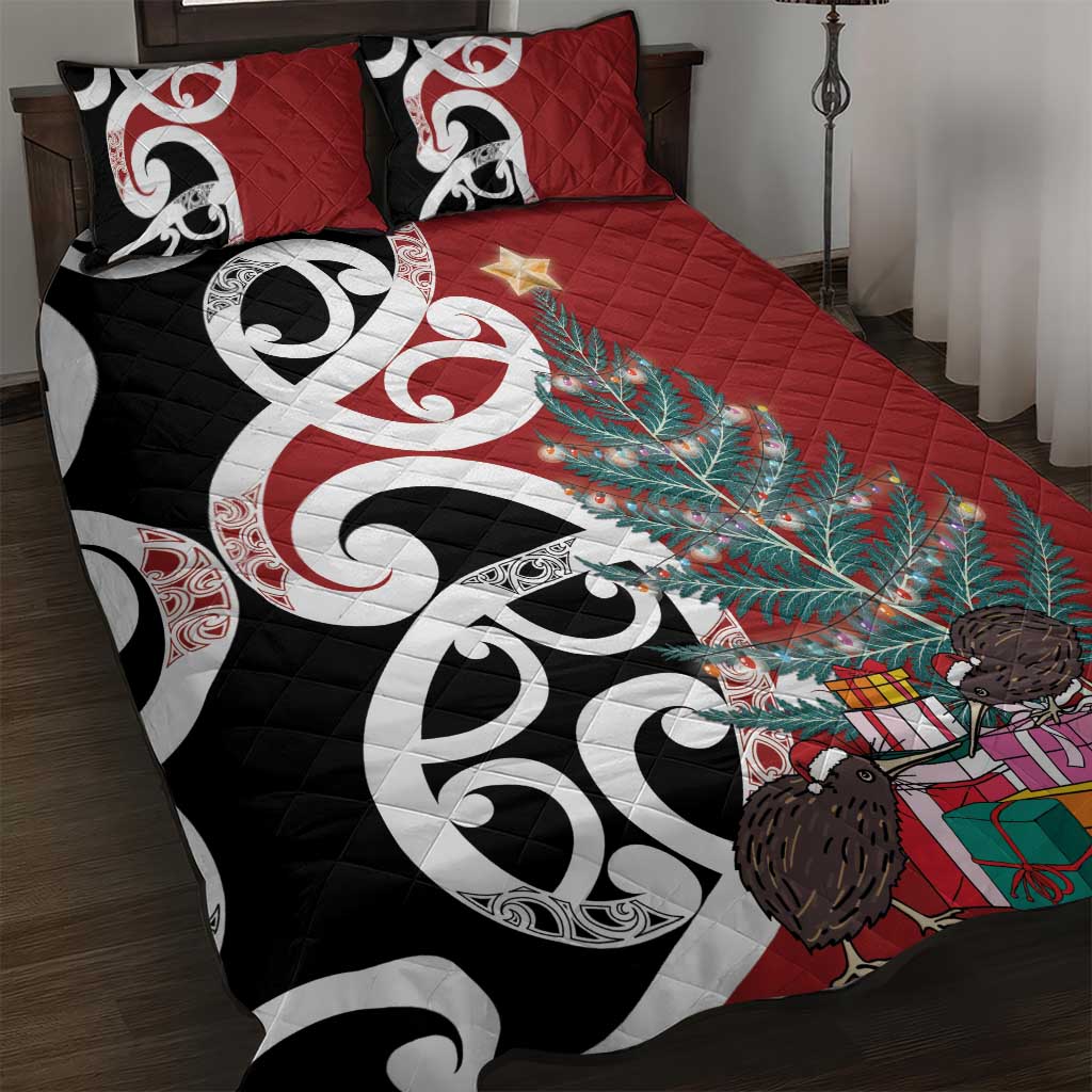 New Zealand Silver Fern Christmas Tree Quilt Bed Set Meri Kirihimete - Aussie Hoodie