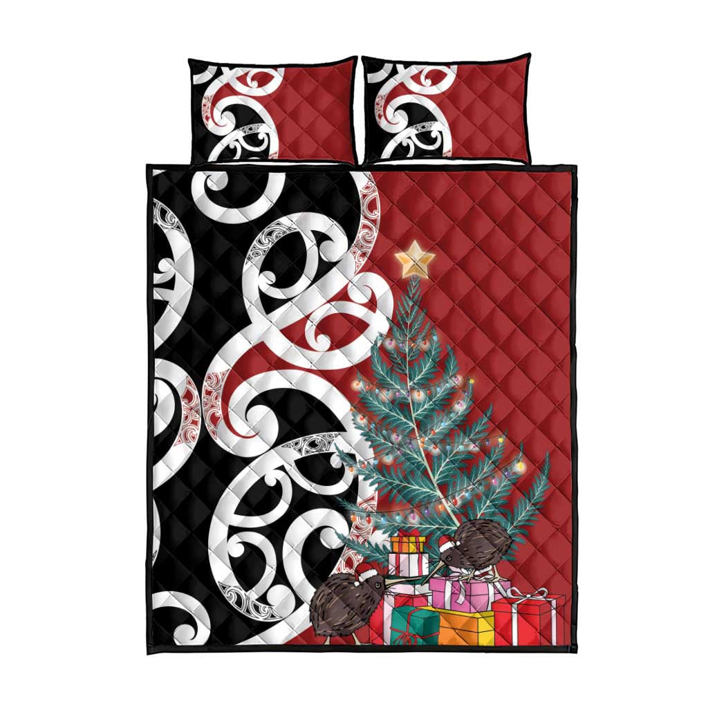 New Zealand Silver Fern Christmas Tree Quilt Bed Set Meri Kirihimete - Aussie Hoodie