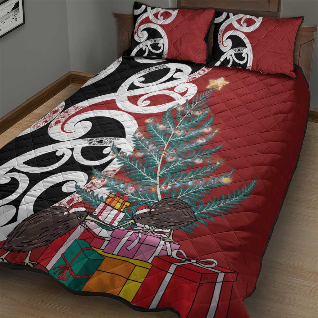 New Zealand Silver Fern Christmas Tree Quilt Bed Set Meri Kirihimete - Aussie Hoodie