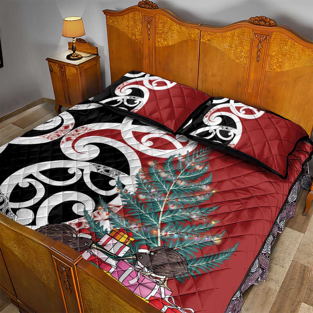 New Zealand Silver Fern Christmas Tree Quilt Bed Set Meri Kirihimete - Aussie Hoodie