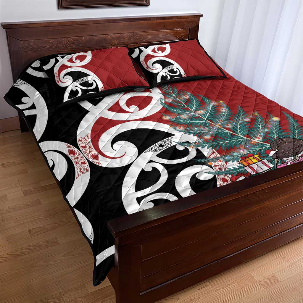 New Zealand Silver Fern Christmas Tree Quilt Bed Set Meri Kirihimete - Aussie Hoodie