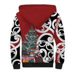 New Zealand Silver Fern Christmas Tree Sherpa Hoodie Meri Kirihimete - Aussie Hoodie