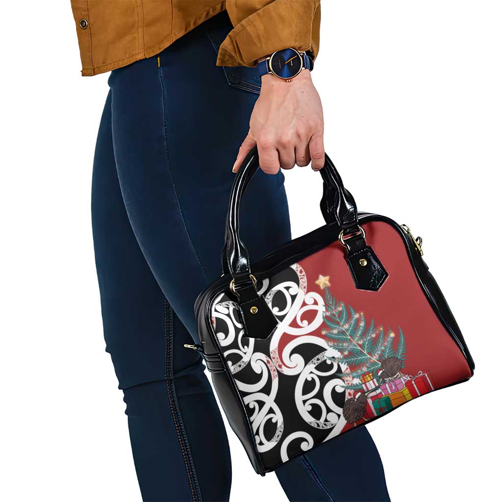 New Zealand Silver Fern Christmas Tree Shoulder Handbag Meri Kirihimete - Aussie Hoodie