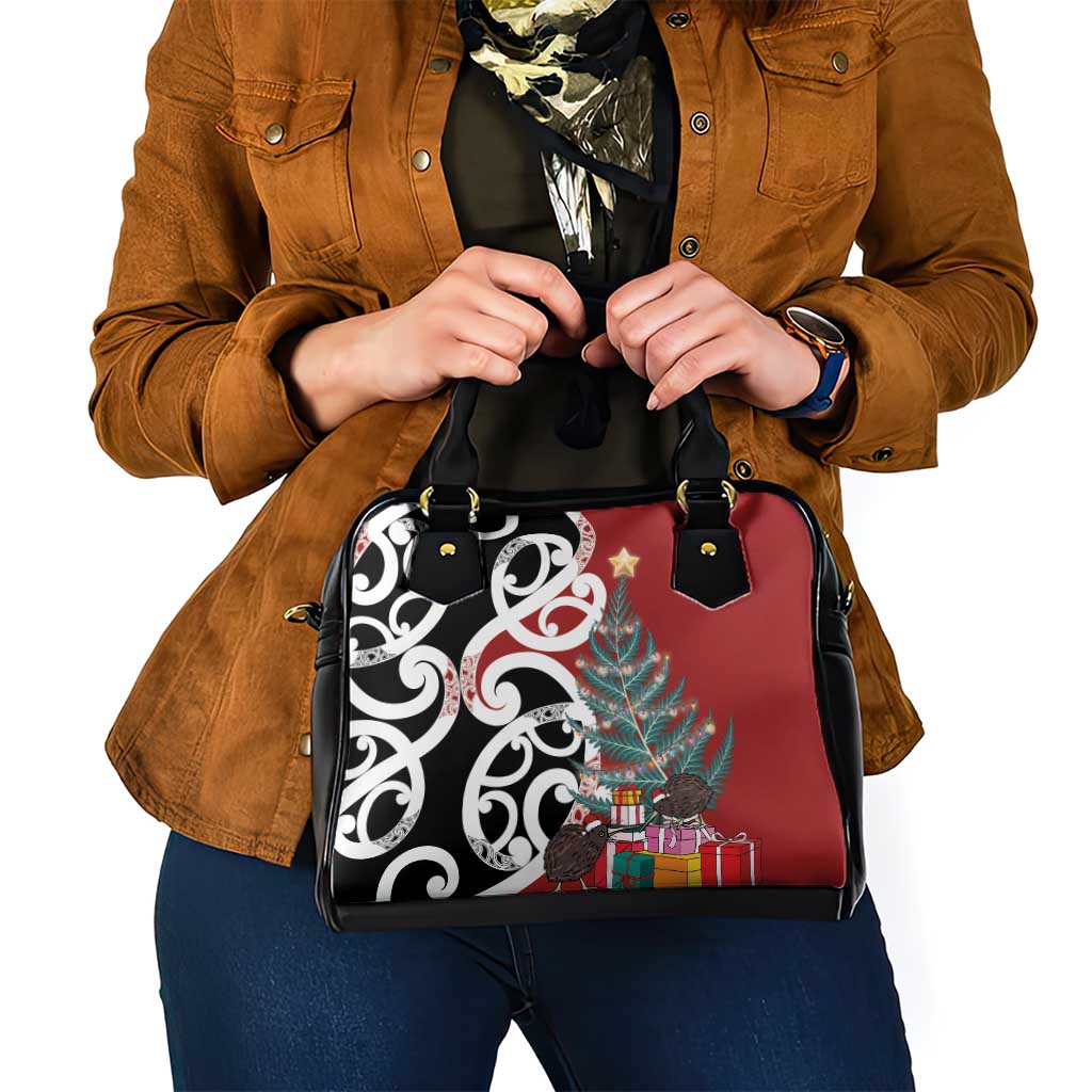 New Zealand Silver Fern Christmas Tree Shoulder Handbag Meri Kirihimete - Aussie Hoodie