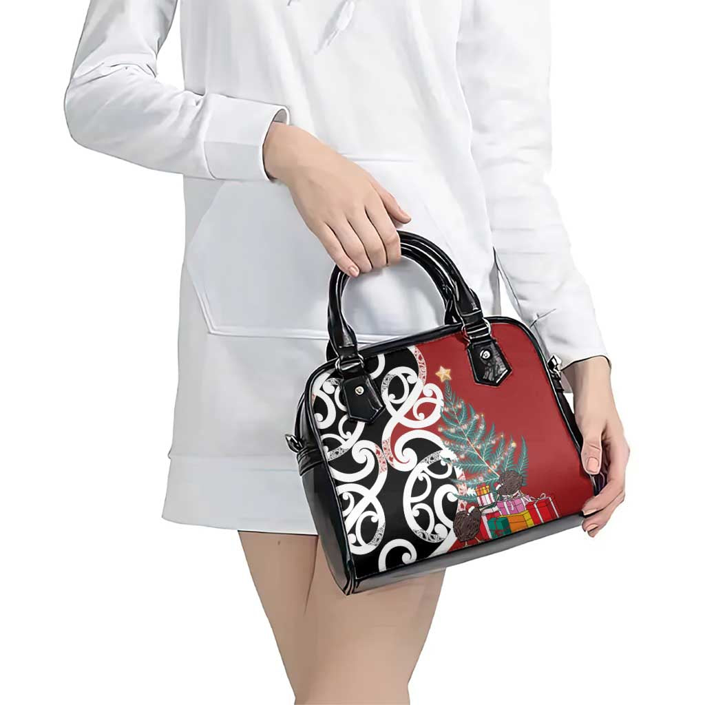New Zealand Silver Fern Christmas Tree Shoulder Handbag Meri Kirihimete - Aussie Hoodie