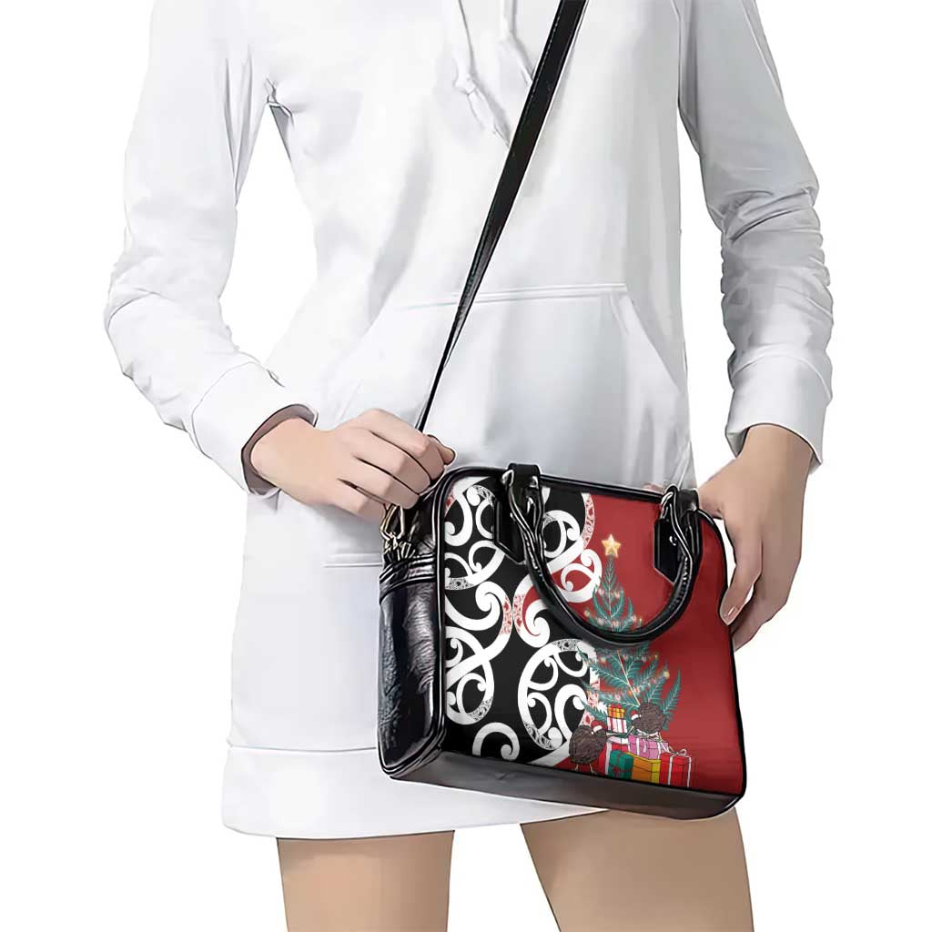 New Zealand Silver Fern Christmas Tree Shoulder Handbag Meri Kirihimete - Aussie Hoodie
