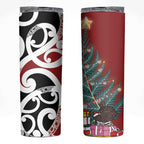New Zealand Silver Fern Christmas Tree Skinny Tumbler Meri Kirihimete - Aussie Hoodie
