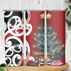 New Zealand Silver Fern Christmas Tree Skinny Tumbler Meri Kirihimete - Aussie Hoodie