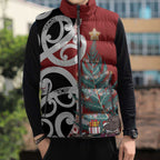 New Zealand Silver Fern Christmas Tree Sleeveless Puffer Jacket Meri Kirihimete - Aussie Hoodie