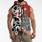 New Zealand Silver Fern Christmas Tree Sleeveless Zip Hoodie Meri Kirihimete LT7