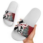 New Zealand Silver Fern Christmas Tree Slide Sandals Meri Kirihimete - Aussie Hoodie