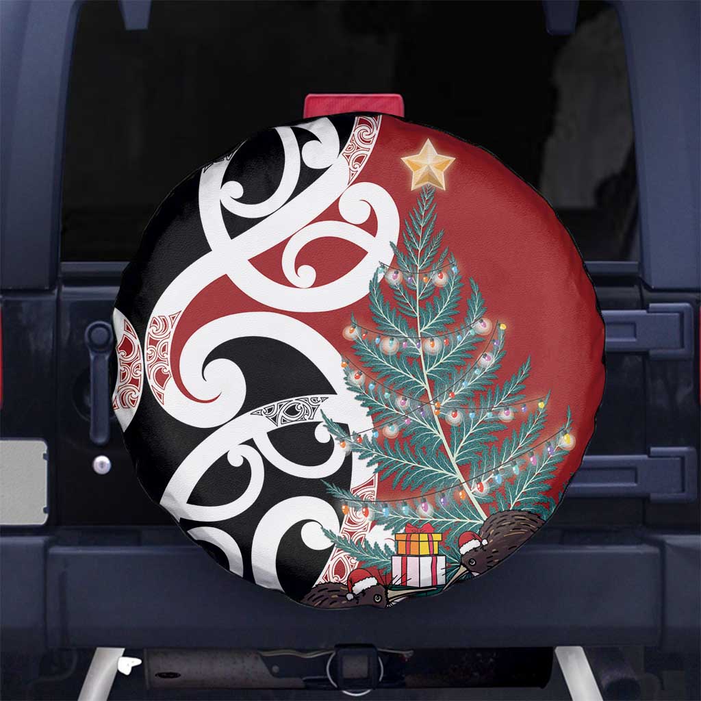New Zealand Silver Fern Christmas Tree Spare Tire Cover Meri Kirihimete - Aussie Hoodie