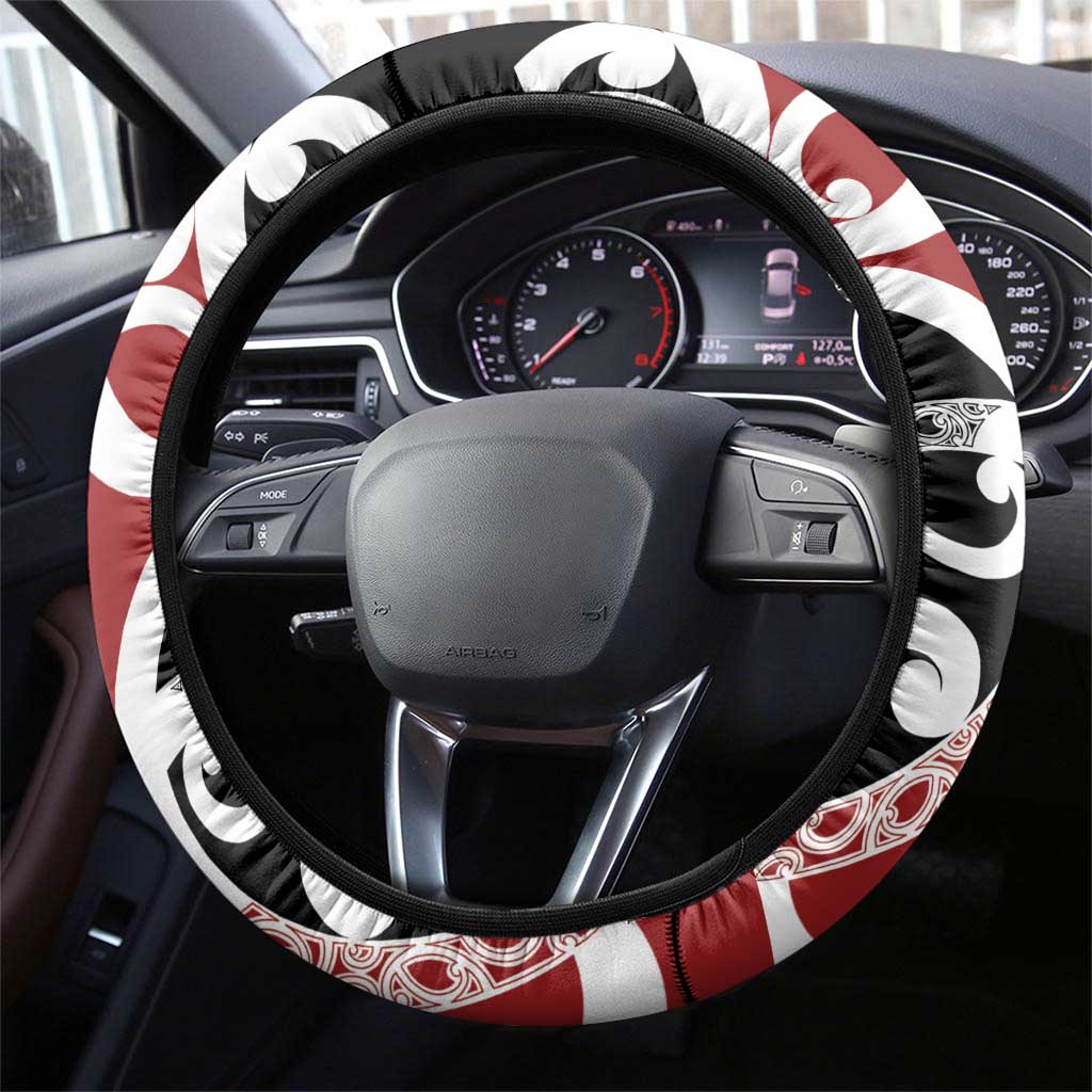 New Zealand Silver Fern Christmas Tree Steering Wheel Cover Meri Kirihimete - Aussie Hoodie
