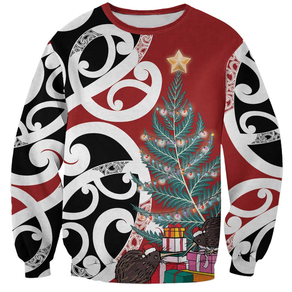 New Zealand Silver Fern Christmas Tree Sweatshirt Meri Kirihimete - Aussie Hoodie