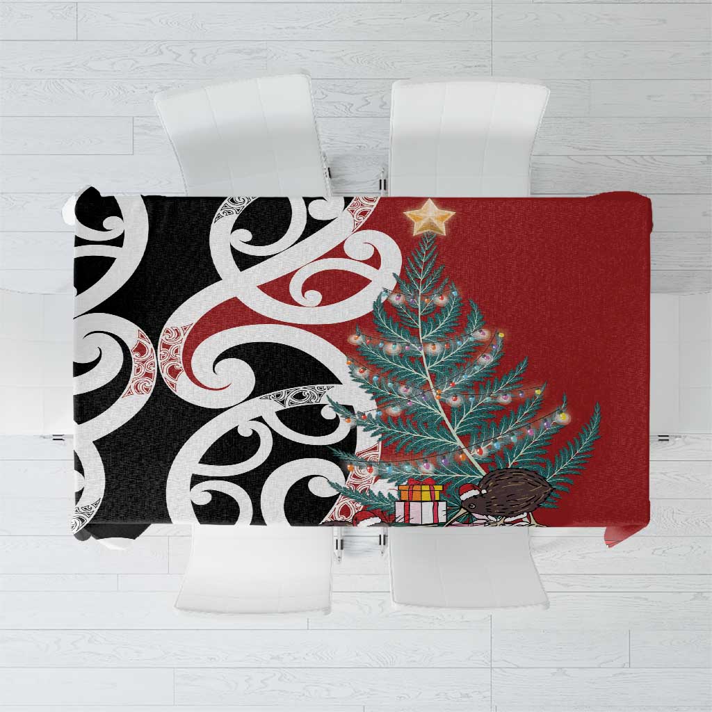New Zealand Silver Fern Christmas Tree Tablecloth Meri Kirihimete - Aussie Hoodie