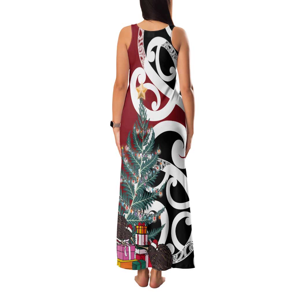 New Zealand Silver Fern Christmas Tree Tank Maxi Dress Meri Kirihimete - Aussie Hoodie