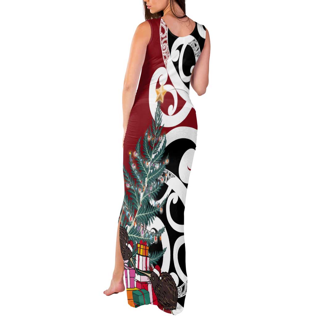 New Zealand Silver Fern Christmas Tree Tank Maxi Dress Meri Kirihimete - Aussie Hoodie