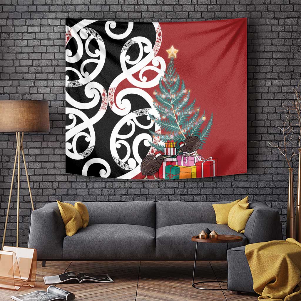 New Zealand Silver Fern Christmas Tree Tapestry Meri Kirihimete - Aussie Hoodie